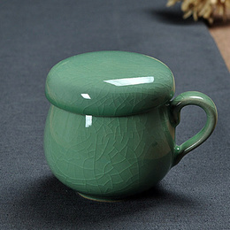 Longquan celadon fashion strainer cup ; Geyao plum green