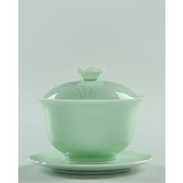 Misty כחול כלי & קונג פו תה מכוסה קערה; סגנון 3 גילוף עם לוטוס לב קערה מכוסה