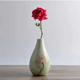 Creativi piccoli ornamenti in ceramica personalizzati Home Decoration, fiori Ru inseriti, mini vaso di loto dipinto a mano; style3