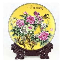 Jingdezhen porcelain & Fortune comes with blooming flowers picture decorative plate ; Style5