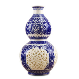 Jingdezhen porselen ve mavi ve beyaz içi boş vazo; Stil3