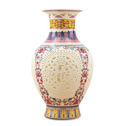 Jingdezhen porcelain & famille rose & hollow-out style vase ; Style1