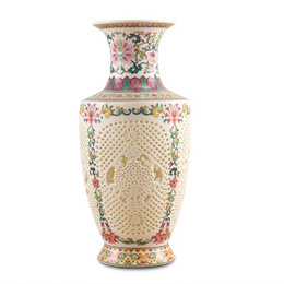 Vase en porcelaine de Jingdezhen & famille rose & évidement; Style2
