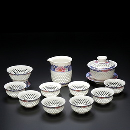 Jingdezhen porcelæn & hule-ud blå og hvidt porcelæn & Kung Fu te sæt & 11 stykker meget; Style2