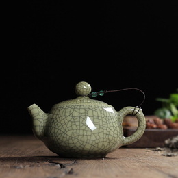 Longquan celadon Kung Fu tea teapot, Ge Kiln single pot, ceramic handmade teapot ; Style2