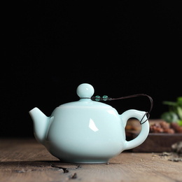 Longquan celadon Kung Fu tea teáskanna, Ge Kiln egy pot, kerámia kézzel készített teáskanna; Style6