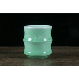 Longquan celadon bamboo-shaped kung fu tea cup six colors to choose ; Style1