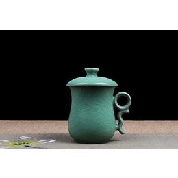 Longquan celadon ceramic cup Mark cup with lid tea cup ; Style1