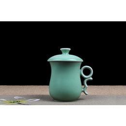 Longquan celadon ceramic cup Mark cup with lid tea cup ; Style4