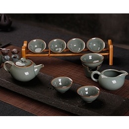 Longquan celadon tea sets, crackle glaze ceramic package of Kung Fu Tea ; Style2
