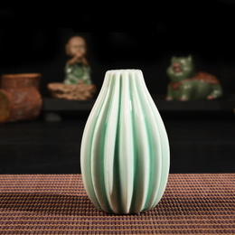 Longquan seledynowy wazon kreatywny mały świeży, jednolity kolor, proste małe ozdoby rzemiosła w wazonie; Styl4
