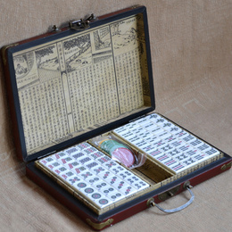 The English version of antique mini mahjong with antique box and instruction book