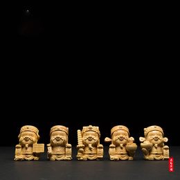 Boxwood tre carving wood boutique kinesisk carving God of Wealth