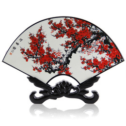 Fan-shaped lacquer small screen Chinese style antique desktop ornaments