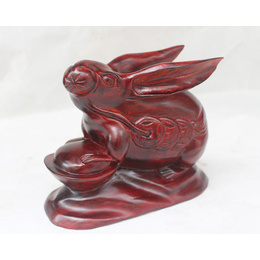 Mahogany rabbit wooden money rabbit carving