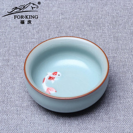 Ru kiln floating fish manually cracked ceramic bubble tea cup