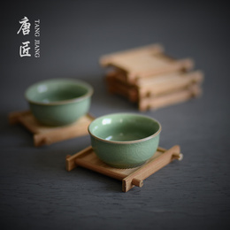 Bamboo coaster cup care tray