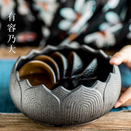 Zen lotus thé lavage rétro gros poterie résidus de thé baril
