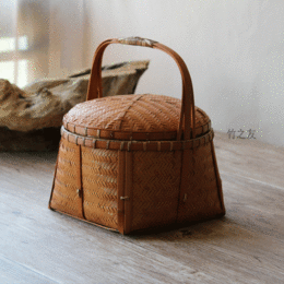 Håndlaget bambuskurv handlekurv vintage