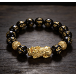 Gold-plated Pixiu Obsidian Feng Shui Wealth Bracelet Gold-plated Pixiu Obsidian Feng Shui Wealth Bracelet