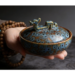 Kiln-changed Ceramic Double-ring Covered Ink Reservoir