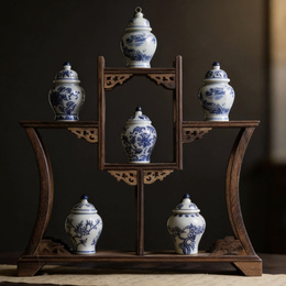 8-Pack Mini Blue-and-white Ginger Jar Ornaments